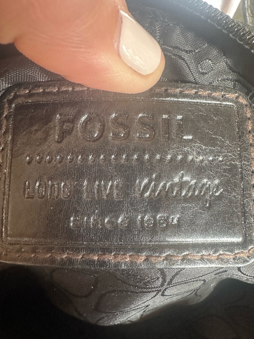 Fossil Black Leather Crossbody Bag Chain Strap Boho Luxe Slouchy Purse Key Charm - Picture 5 of 10
